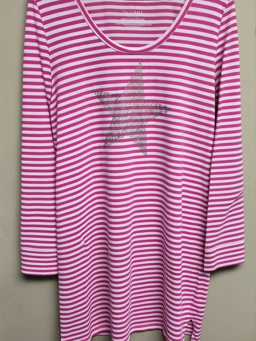 Vintage Victoria's Secret Y2K Pink Striped Star Sleep Shirt Dress Nightgown L